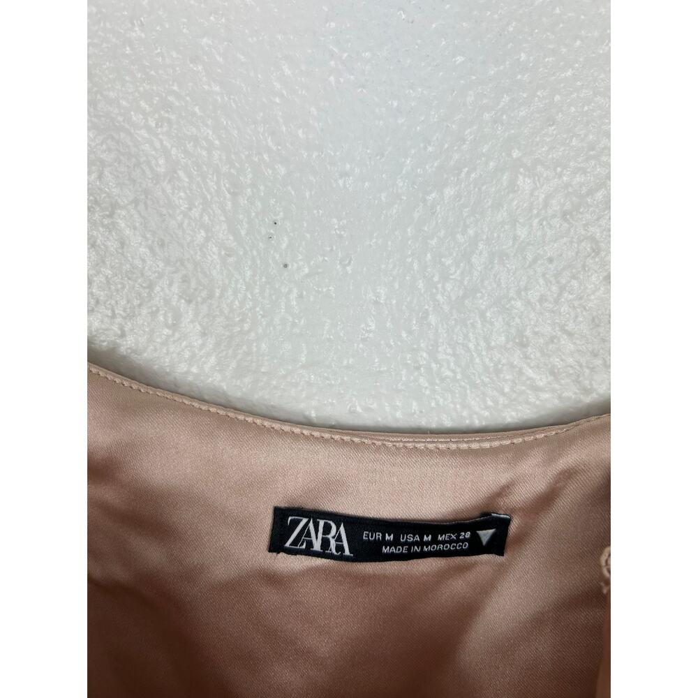 Zara Bustier Corset Satin Mini Dress Champagne Medium - Picture 7 of 14
